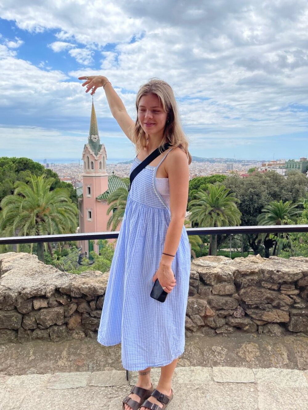 Light Blue Gingham Maxi Dress with Spaghetti Straps - Picture 8 of 15